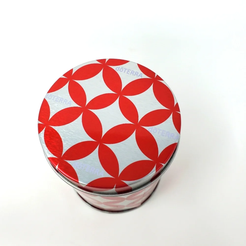 doTerra Storage Tin Holds 3 EO Bottles Red Silver